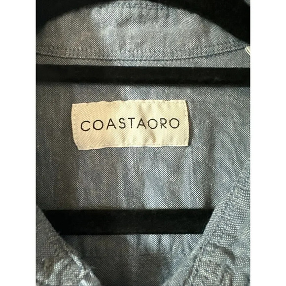 Coastaoro Linen Chambra Button Up Collared Top Men Sz L Coastal Staple Essential - Picture 2 of 8